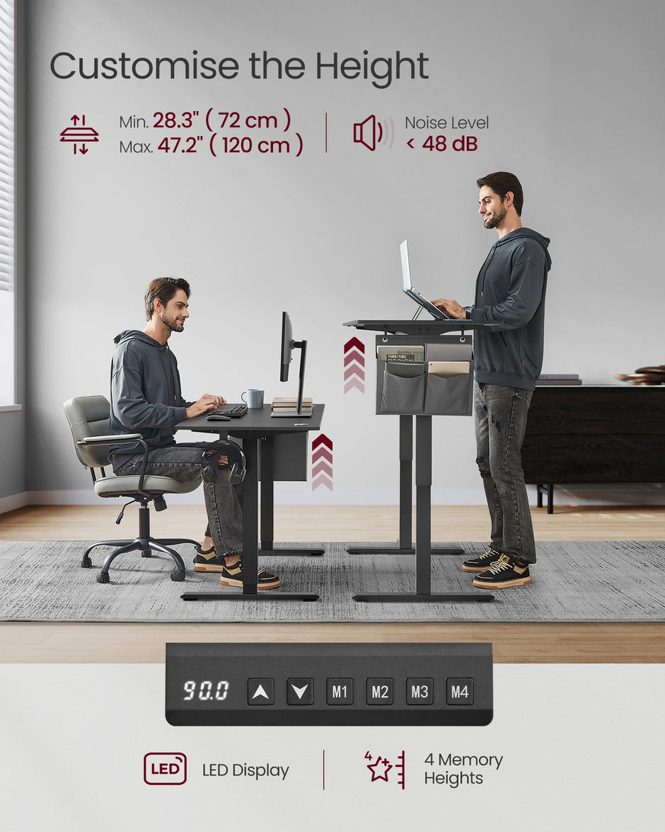Height Adjustable Desk – Engineered Wood – Cloud White – Electric with 4 Memory Heights and Storage Pocket