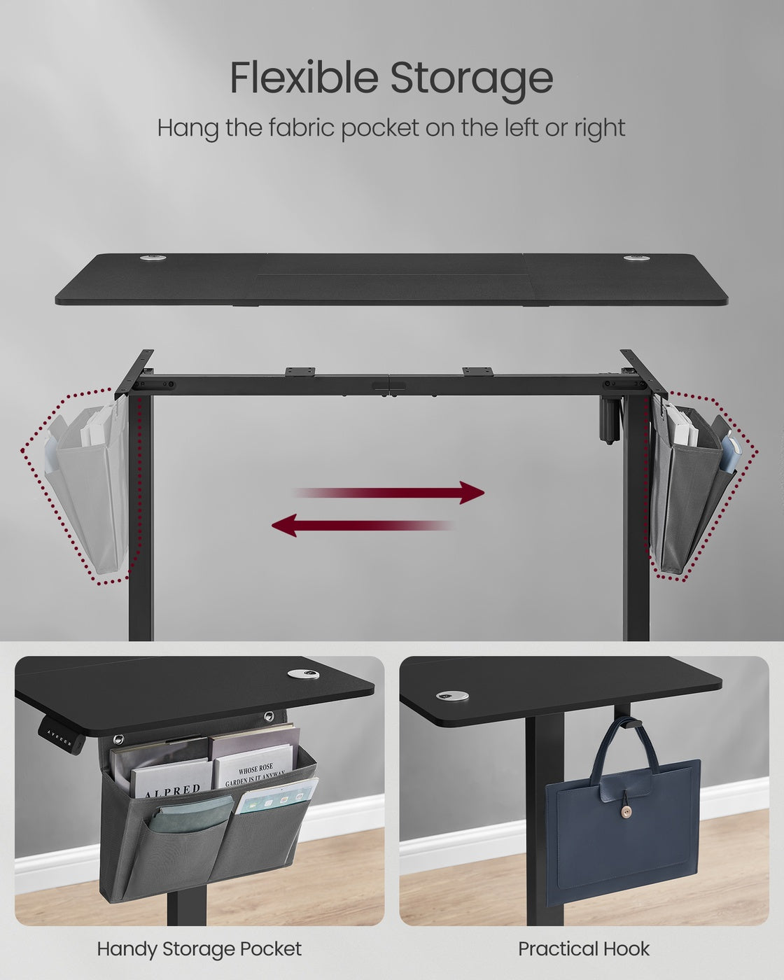 Height Adjustable Desk – Engineered Wood – Cloud White – Electric with 4 Memory Heights and Storage Pocket