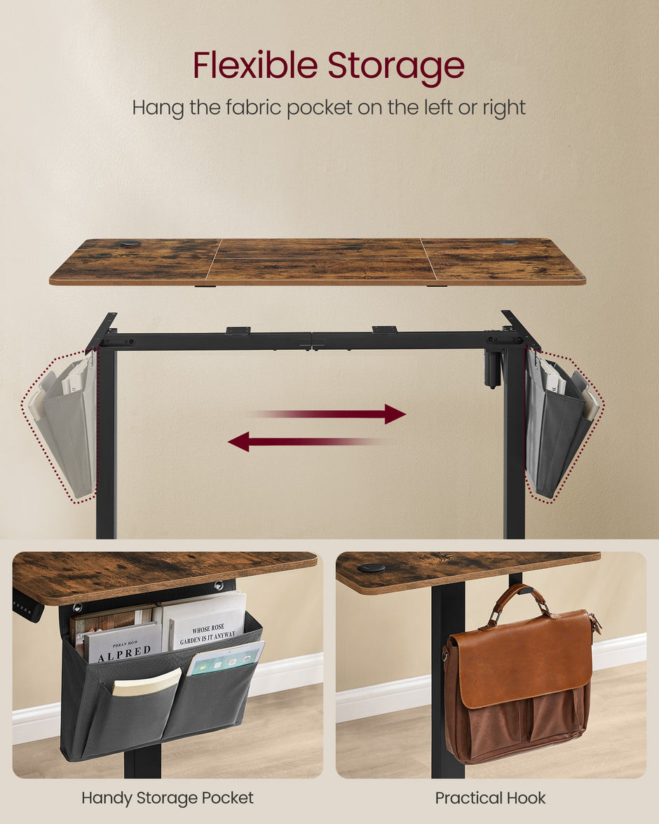 Height Adjustable Desk – Engineered Wood – Cloud White – Electric with 4 Memory Heights and Storage Pocket