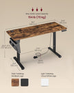 Height Adjustable Desk – Engineered Wood – Cloud White – Electric with 4 Memory Heights and Storage Pocket