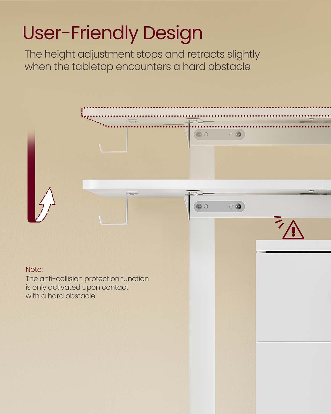 Height Adjustable Desk – Engineered Wood – Cloud White – Electric with 4 Memory Heights and Storage Pocket