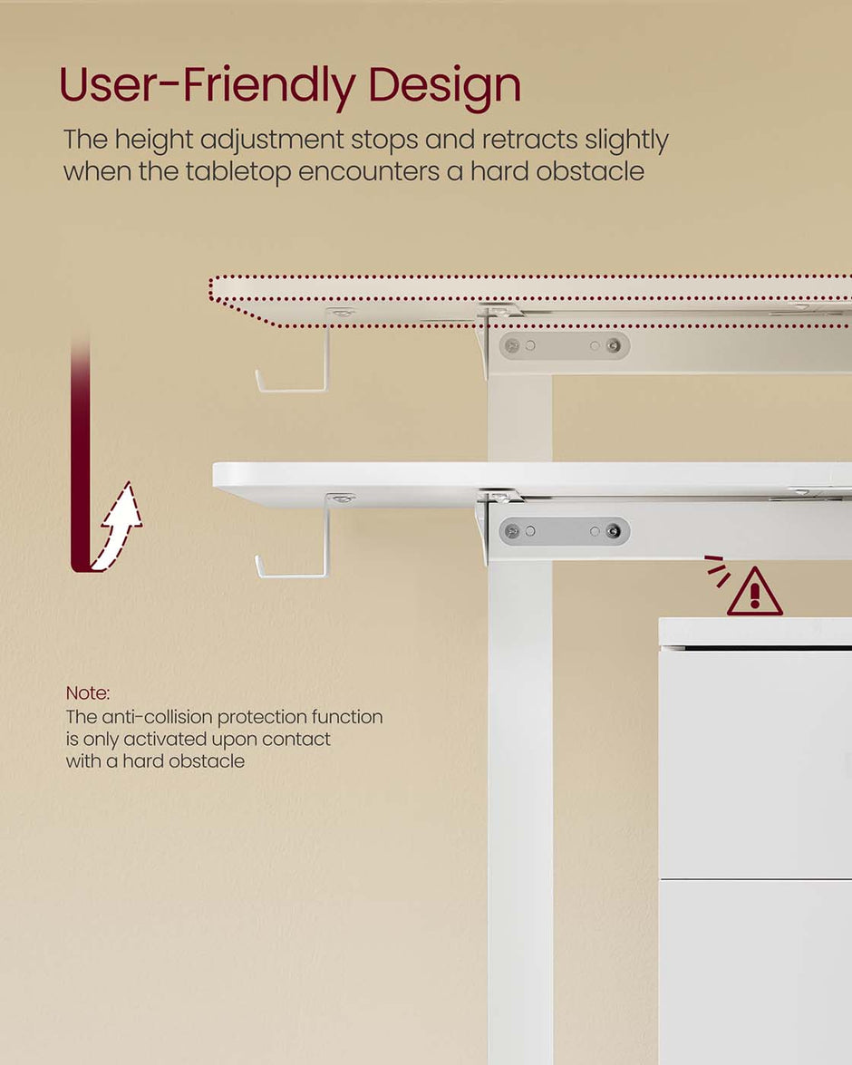 Height Adjustable Desk – Engineered Wood – Cloud White – Electric with 4 Memory Heights and Storage Pocket