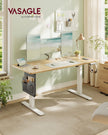 Electric Standing Desk – Metal and Wood – Cloud White – Height Adjustable with 4 Memory Heights and Storage Pocket