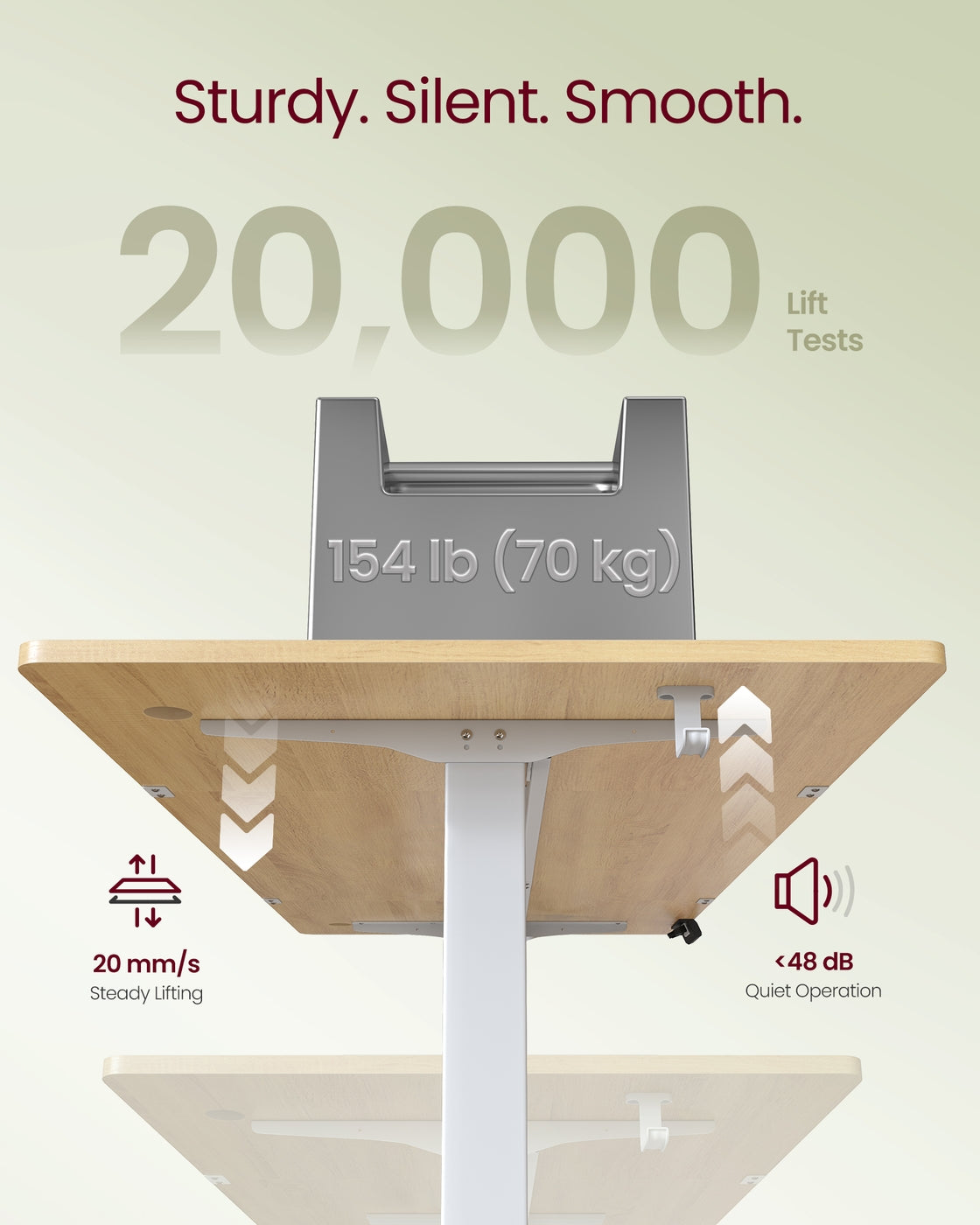 Electric Standing Desk – Metal and Wood – Cloud White – Height Adjustable with 4 Memory Heights and Storage Pocket