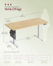 Electric Standing Desk – Metal and Wood – Cloud White – Height Adjustable with 4 Memory Heights and Storage Pocket