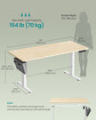 Electric Standing Desk – Engineered Wood – Cloud White – Height Adjustable with 4 Memory Settings