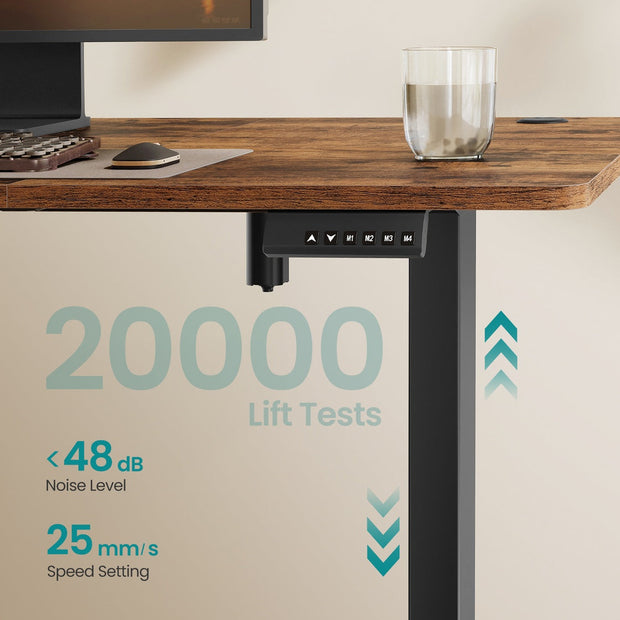 Electric Standing Desk – Engineered Wood – Cloud White – Height Adjustable with 4 Memory Settings and Storage Pocket