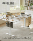 Electric Standing Desk – Wood – Cloud White – Height Adjustable with 4 Memory Heights and Storage Pocket