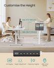 Electric Standing Desk – Wood – Cloud White – Height Adjustable with 4 Memory Heights and Storage Pocket