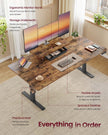 Electric Standing Desk – Wood – Rustic Brown – Height Adjustable with Built-in Drawer and Monitor Stand