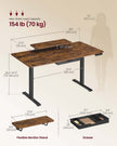 Electric Standing Desk – Wood – Rustic Brown – Height Adjustable with Built-in Drawer and Monitor Stand