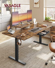 Electric Standing Desk – Wood – Rustic Brown – Height Adjustable with Monitor Stand and USB-C Port