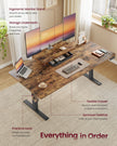 Electric Standing Desk – Wood – Rustic Brown – Height Adjustable with Monitor Stand and USB-C Port