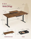 Electric Standing Desk – Wood – Rustic Brown – Height Adjustable with Monitor Stand and USB-C Port