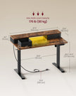 Electric Standing Desk – Wood – Rustic Brown – Adjustable Height with Built-In Power Strip and Memory Function
