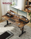 Electric Standing Desk – Wood – Black – Adjustable Height with Built-In Power Strip, Monitor Stand, Memory Function, and Storage Drawers