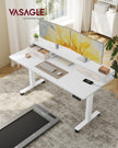 Electric Standing Desk – Wood – Cloud White – Adjustable Height with Built-In Power Strip and Memory Function