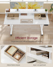 Electric Standing Desk – Wood – Cloud White – Adjustable Height with Built-In Power Strip and Memory Function