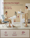 Electric Standing Desk – Wood – Cloud White – Adjustable Height with Built-In Power Strip and Memory Function