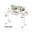 Electric Standing Desk – Wood – Cloud White – Adjustable Height with Built-In Power Strip and Memory Function