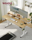 Electric Standing Desk – Engineered Wood – Straw Yellow – Adjustable Height with Built-In Power Strip and Memory Function