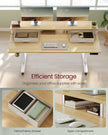 Electric Standing Desk – Engineered Wood – Straw Yellow – Adjustable Height with Built-In Power Strip and Memory Function
