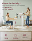 Electric Standing Desk – Engineered Wood – Straw Yellow – Adjustable Height with Built-In Power Strip and Memory Function