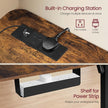 L-Shaped Electric Desk – Wood – Rustic Brown and Ink Black – Height-Adjustable with Charging Station and Memory Function