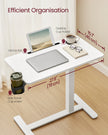 Overbed Table – Wood – Cloud White – Adjustable Height with Wheels and Device Slots
