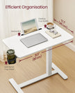 Overbed Table – Wood – Cloud White – Adjustable Height with Wheels and Device Slots