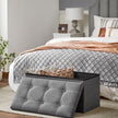 Storage Ottoman – Linen-Look Fabric – Dark Grey – 80L Capacity, Foldable Design
