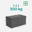 Storage Ottoman – Linen-Look Fabric – Dark Grey – 80L Capacity, Foldable Design