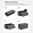 Storage Ottoman – Linen-Look Fabric – Dark Grey – 80L Capacity, Foldable Design