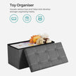 Storage Ottoman – Linen-Look Fabric – Dark Grey – 80L Capacity, Foldable Design
