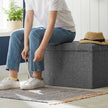 Storage Ottoman – Linen-Look Fabric – Dark Grey – 80L Capacity, Foldable Design