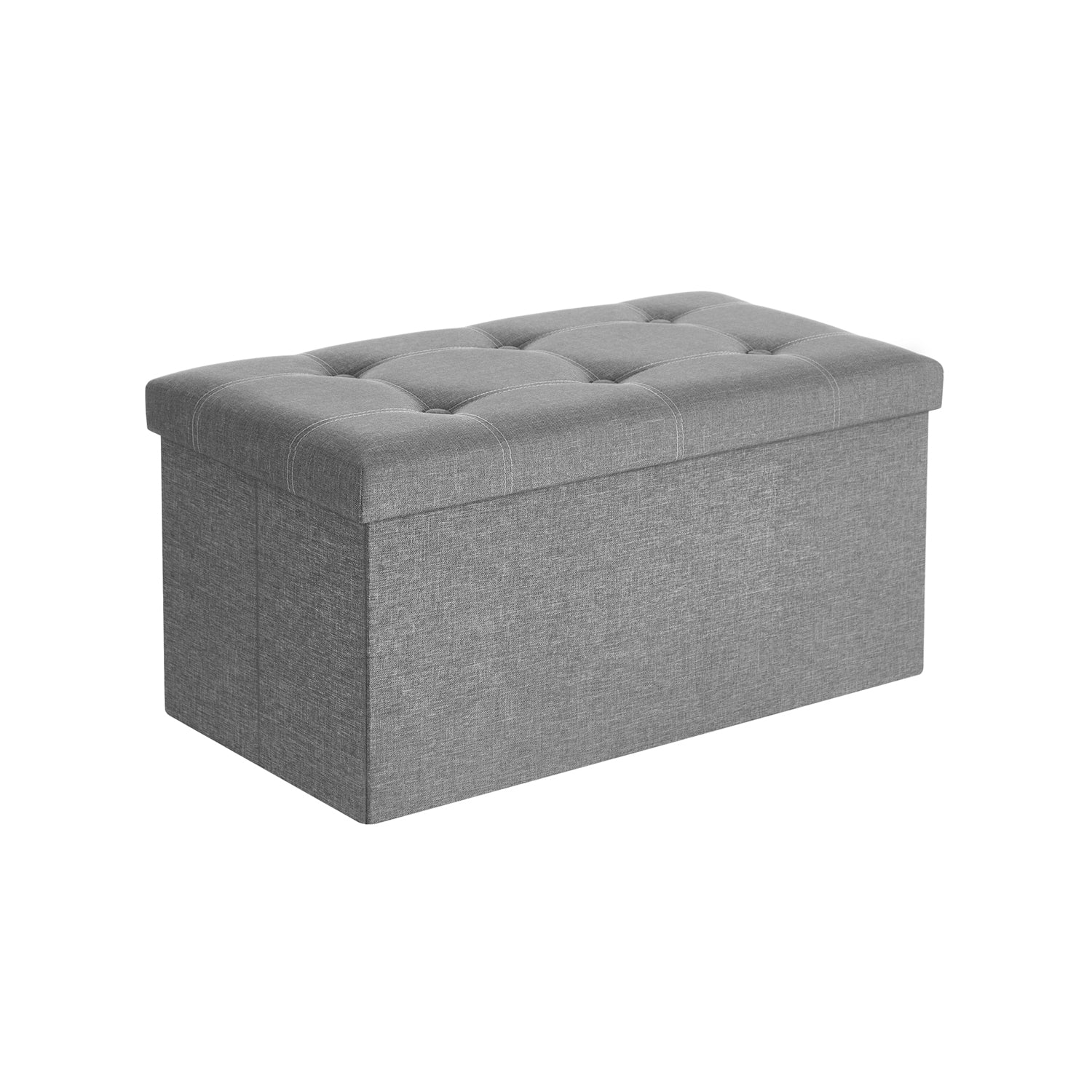 Storage Ottoman – Linen-Look Fabric – Light Grey – 80L Capacity, 300 kg Weight Limit