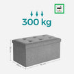 Storage Ottoman – Linen-Look Fabric – Light Grey – 80L Capacity, 300 kg Weight Limit