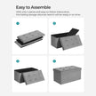 Storage Ottoman – Linen-Look Fabric – Light Grey – 80L Capacity, 300 kg Weight Limit