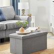 Storage Ottoman – Linen-Look Fabric – Light Grey – 80L Capacity, 300 kg Weight Limit