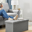 Storage Ottoman – Linen-Look Fabric – Light Grey – 80L Capacity, 300 kg Weight Limit