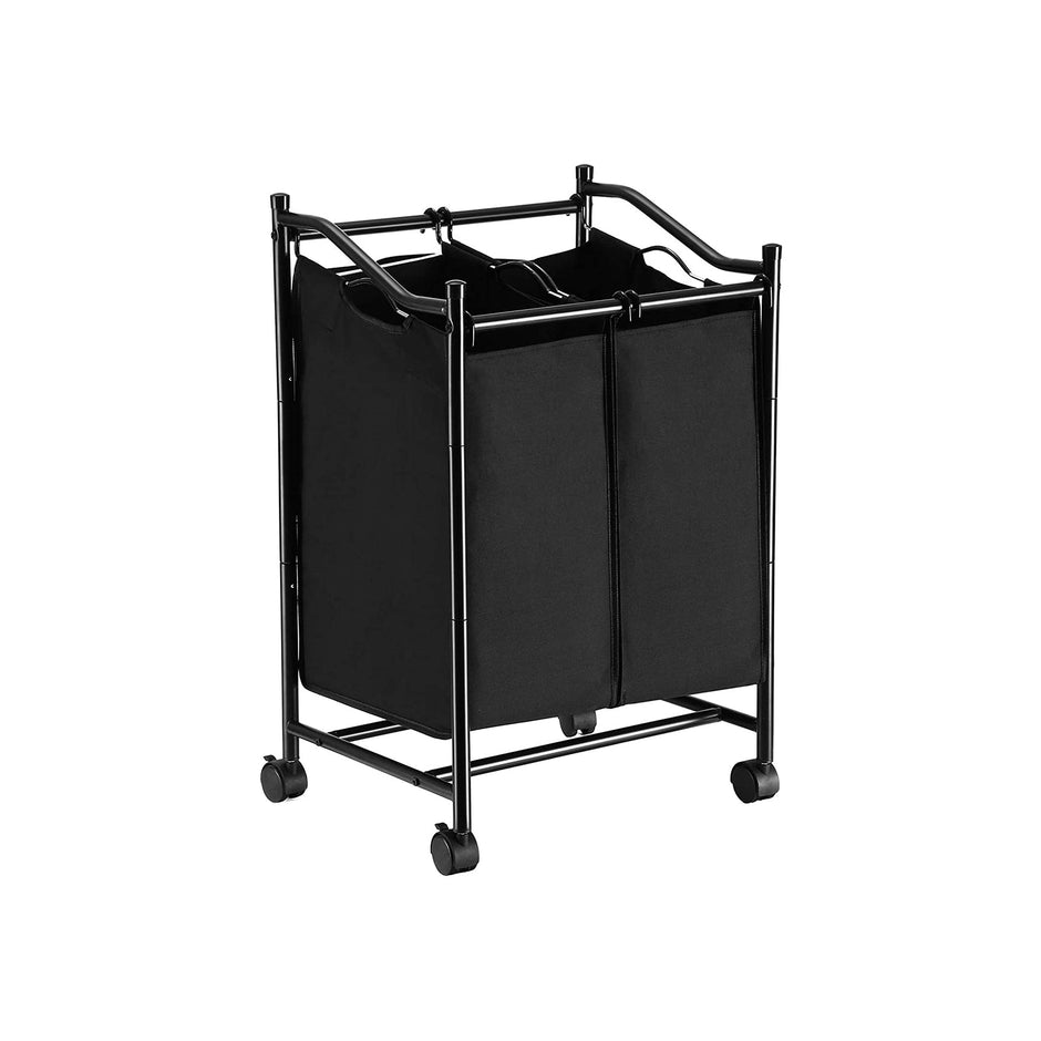 Laundry Hamper – Fabric – Grey – Rolling with 2 Removable Sorter Bags