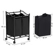 Laundry Hamper – Fabric – Grey – Rolling with 2 Removable Sorter Bags
