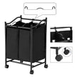 Laundry Hamper – Fabric – Grey – Rolling with 2 Removable Sorter Bags