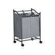 Laundry Cart – Fabric – Gray – Sturdy Design with 2 Removable Bags