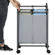 Laundry Cart – Fabric – Gray – Sturdy Design with 2 Removable Bags