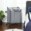 Laundry Cart – Fabric – Gray – Sturdy Design with 2 Removable Bags