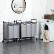 Laundry Cart – Fabric – Gray – Sturdy Design with 2 Removable Bags