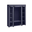 Fabric Wardrobe – Canvas – Navy Blue – 12 Shelves and Clothes Hanging Rail