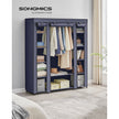 Fabric Wardrobe – Canvas – Navy Blue – 12 Shelves and Clothes Hanging Rail
