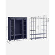 Fabric Wardrobe – Canvas – Navy Blue – 12 Shelves and Clothes Hanging Rail